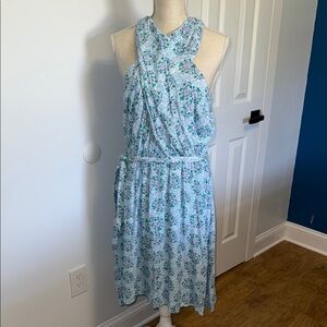 Floral Blue and Green Women's Dress